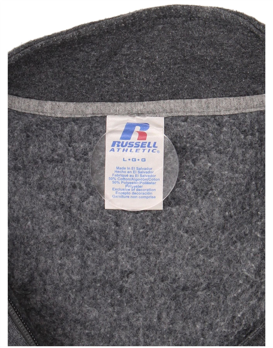 RUSSELL ATHLETIC Mens Zip Neck Sweatshirt Jumper Large Grey Cotton