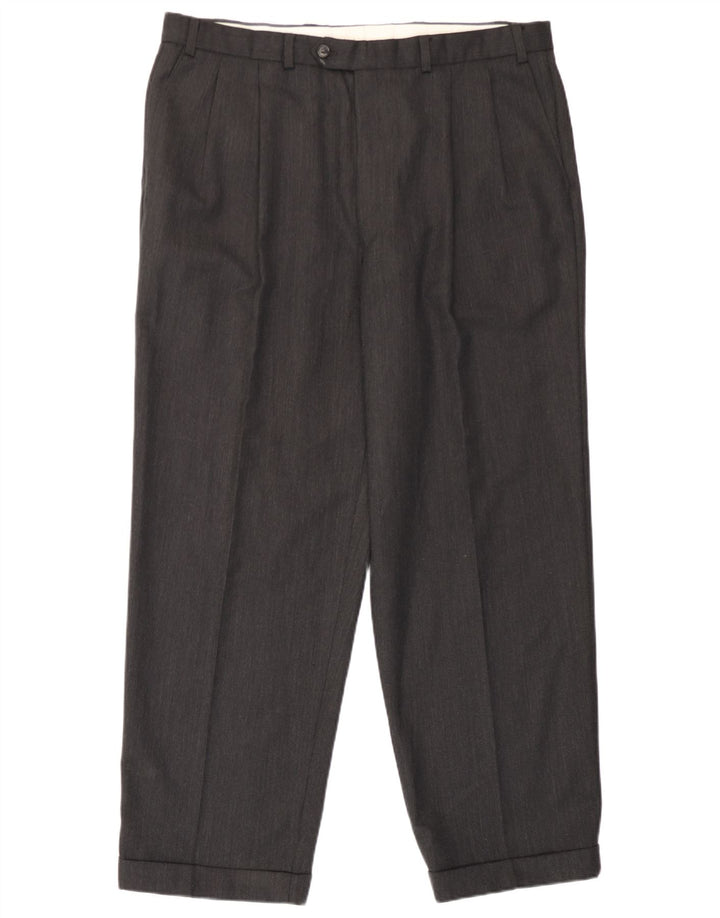 Marks & Spencer Mens St. Michael Pegged Casual Trousers  W38 L29 Grey Wool