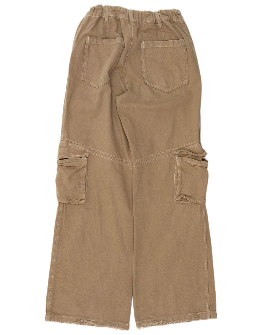 ZARA Womens Wide Leg Cargo Trousers Small W26 L31 Beige