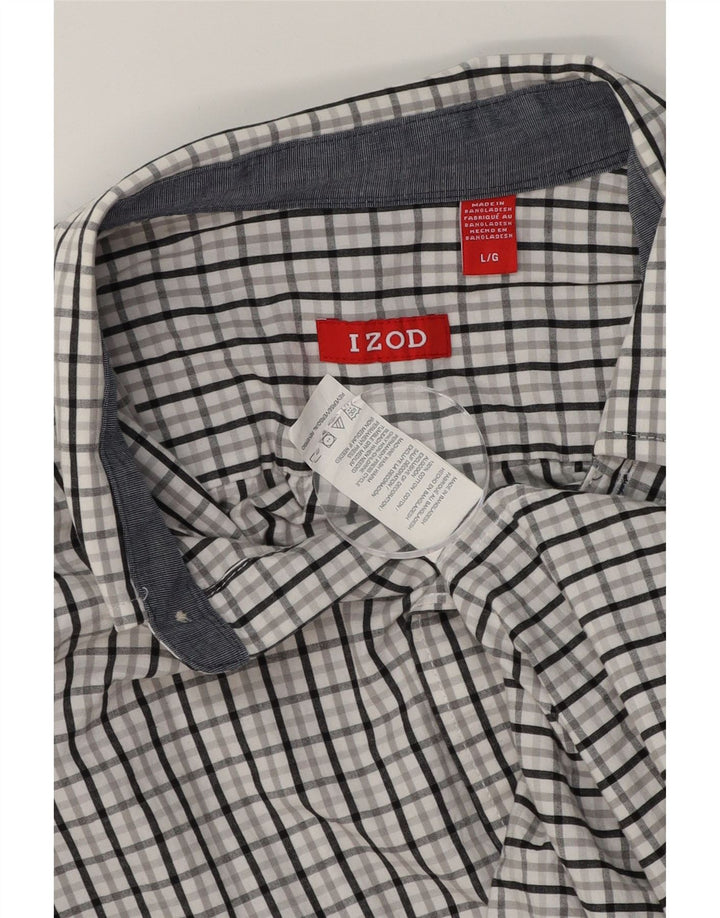 IZOD Mens Grant Fit Shirt Large White Check Cotton Vintage Izod and Second-Hand Izod from Messina Hembry 