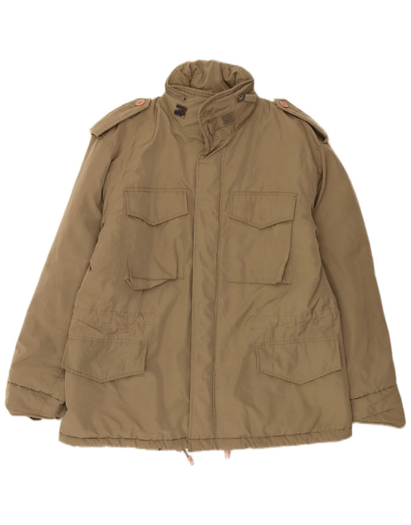 Alberto Aspesi Mens Military Padded Jacket UK 36 Small Brown Polyester