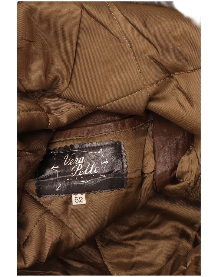 VINTAGE Mens Leather Jacket IT 52 XL Brown Leather