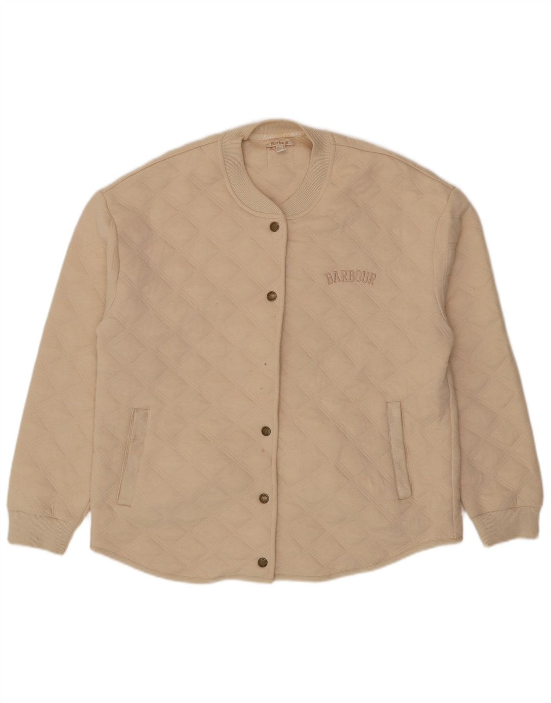 Barbour Womens Oversized Quilted Jacket UK 10 Small Beige Cotton