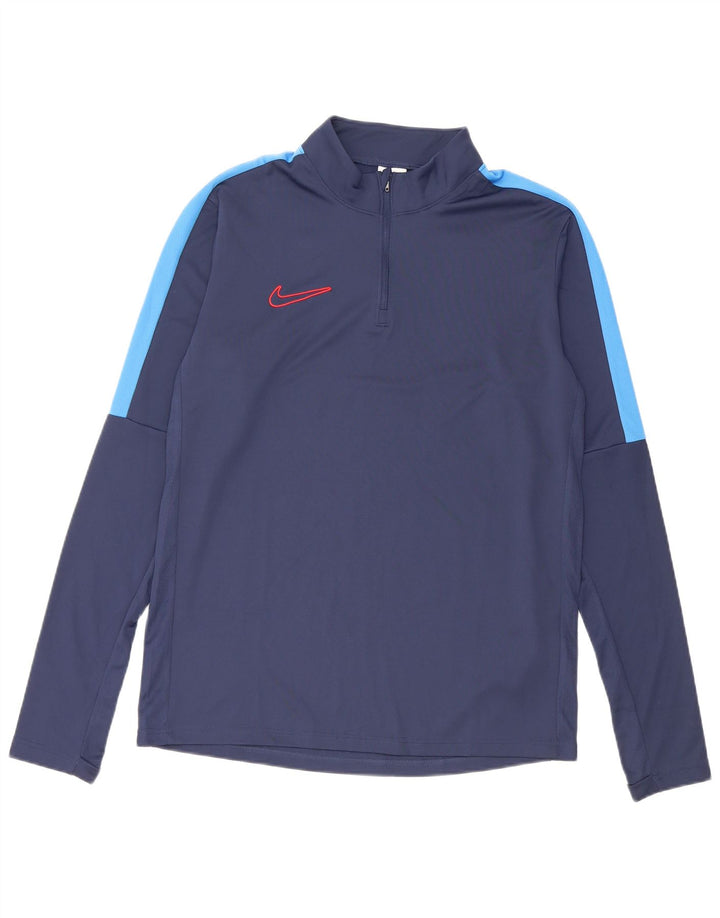 Nike Mens Dri Fit Pullover Tracksuit Top Medium Navy Blue Colourblock