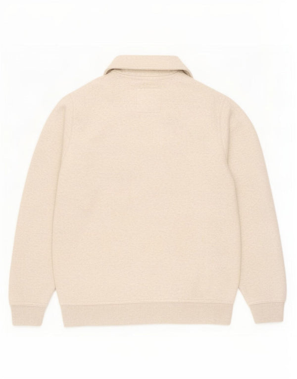 Crew Clothing Mens Zip Neck Sweatshirt Jumper Medium Beige Flecked Cotton