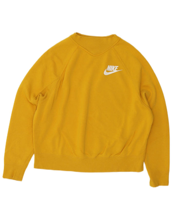 Nike Womens Oversized Sweatshirt Jumper UK 10 Small Yellow Cotton