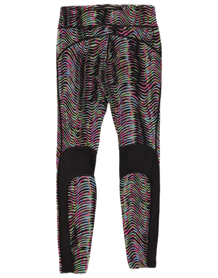 Nike Womens Dri Fit Leggings UK 12 Medium  Multicoloured Striped Nylon