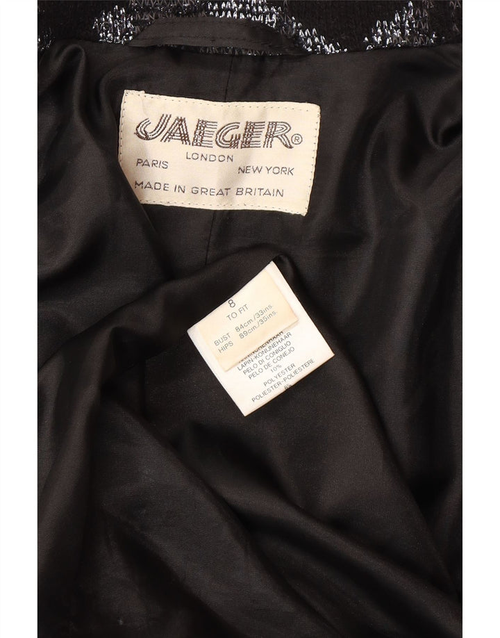 JAEGER Womens Oversized Open Overcoat UK 8 Small Grey Floral Wool