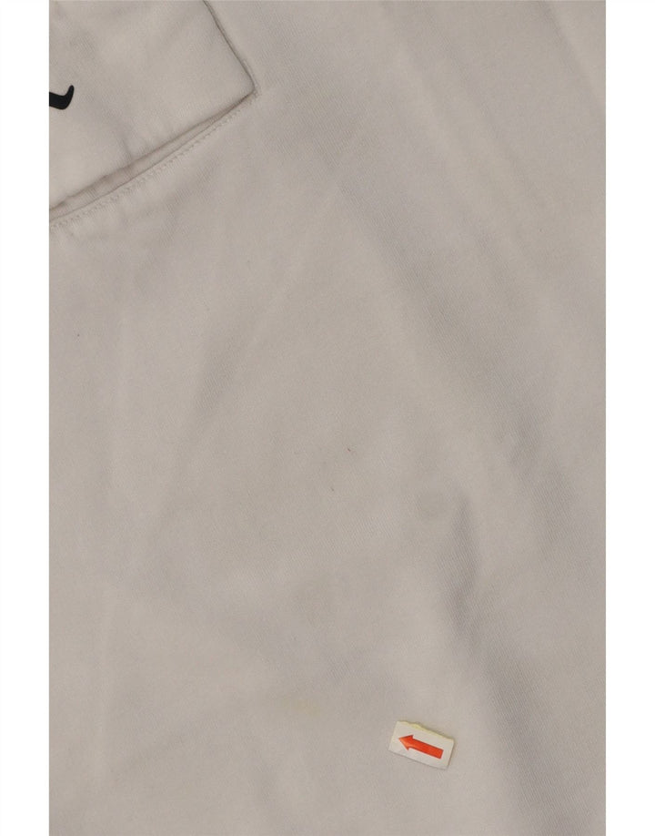 CHAMPION Mens Graphic Zip Neck Hoodie Jumper Medium White Cotton