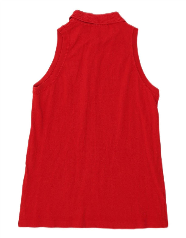 Lacoste Womens Sleeveless Polo Shirt Size 40 Medium Red Cotton