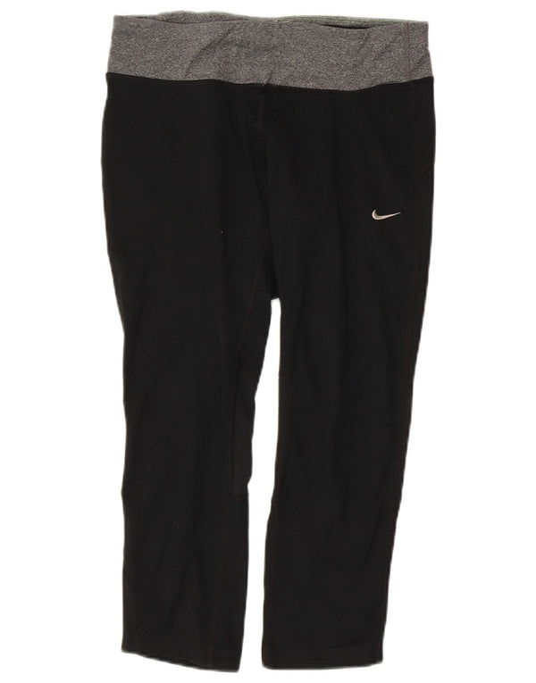 NIKE Womens Dri Fit Capri Leggings UK 10 Small  Black Colourblock