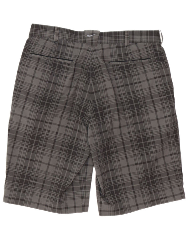 Nike Mens Dri Fit Chino Shorts W32 Medium Grey Check Polyester