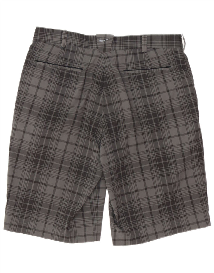 Nike Mens Dri Fit Chino Shorts W32 Medium Grey Check Polyester