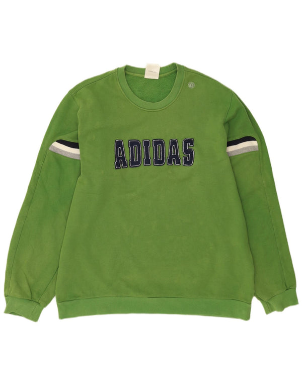 ADIDAS Mens Graphic Sweatshirt Jumper Large Green Cotton