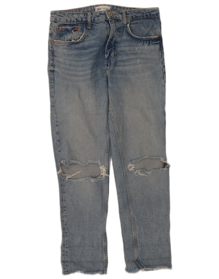 ZARA Womens Distressed Cropped Jeans EU 40 Medium W30 L25 Blue Cotton