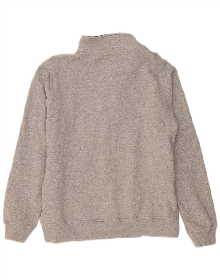 CREW CLOTHING Mens Zip Neck Sweatshirt Jumper XL Grey Cotton