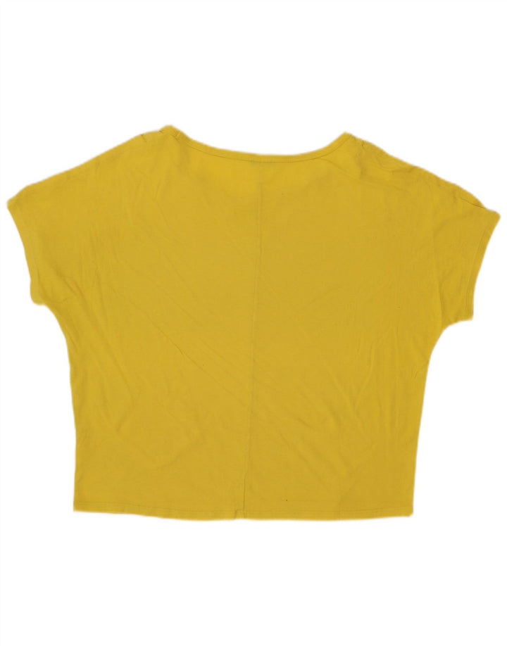 BENETTON Womens Graphic Blouse Top UK 16 Large Yellow