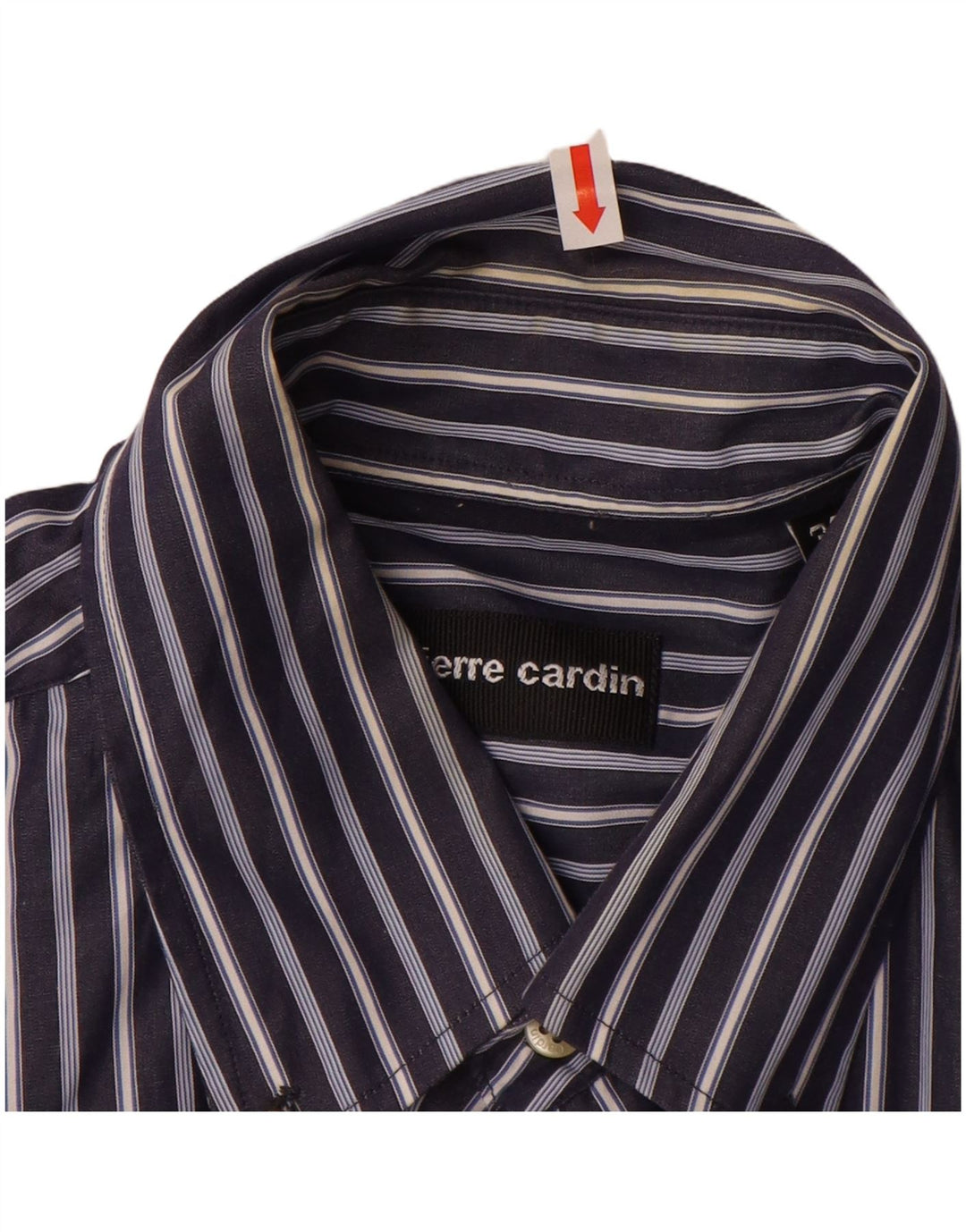PIERRE CARDIN Mens Shirt Size 39 Medium Blue Pinstripe Cotton