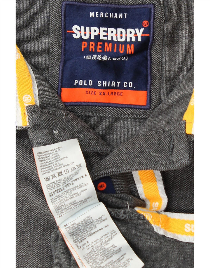 SUPERDRY Mens Polo Shirt 2XL Grey Cotton