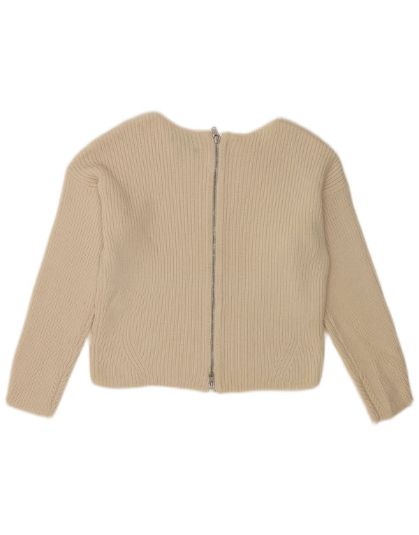 Armani Exchange Womens Crop Oversized Cardigan Sweater UK 6 XS Beige
