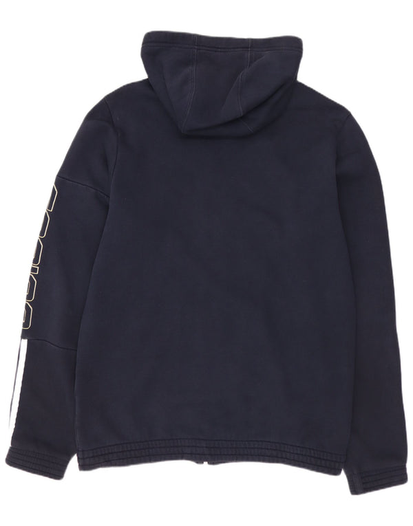ADIDAS Mens Graphic Zip Hoodie Sweater Medium Navy Blue Cotton