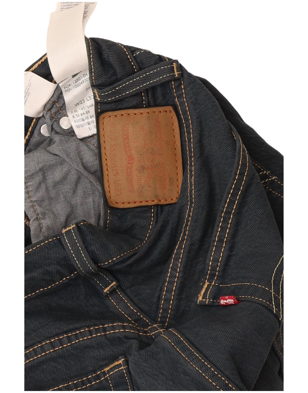 Levi's Womens 501 Straight Jeans W25 L32 Grey Cotton