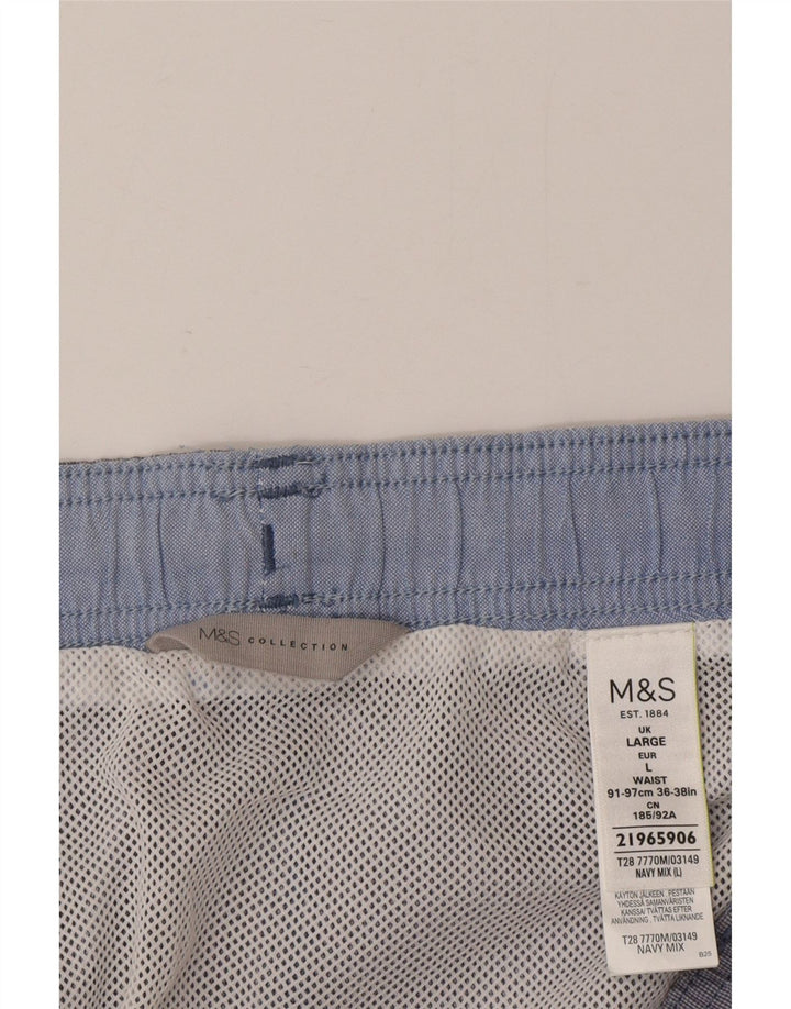 Marks & Spencer Mens Swimming Shorts Large  Blue Cotton