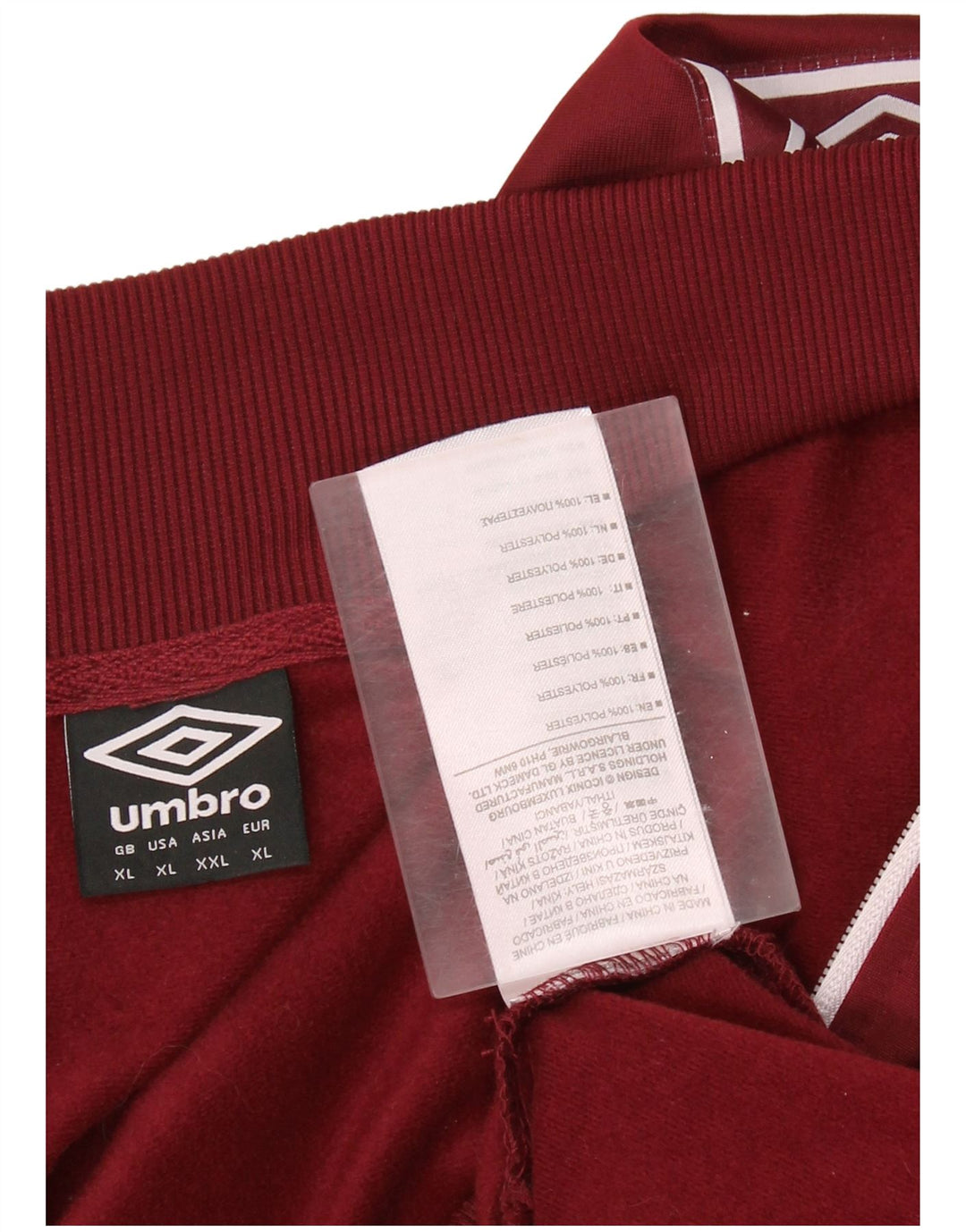 UMBRO Mens Graphic Tracksuit Top Jacket XL Burgundy Polyester
