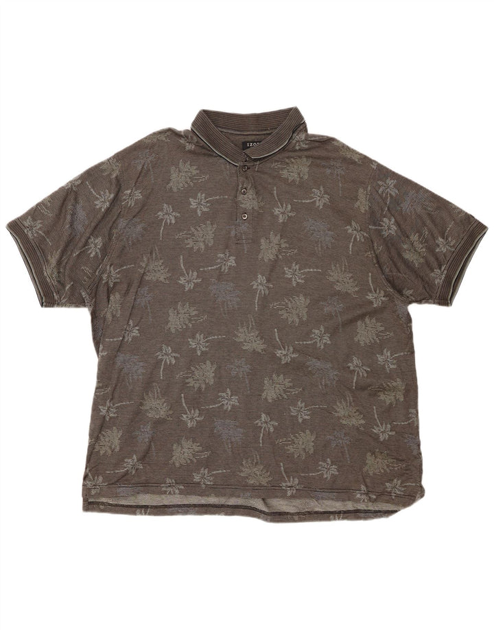 IZOD Mens Golf Polo Shirt XL Grey Floral Cotton