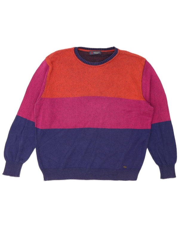 GENOA Womens Crew Neck Jumper Sweater UK 18 XL Multicoloured Colourblock