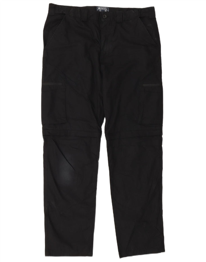 Mountain Warehouse Mens Straight Cargo Trousers W34 L32 Black Polyester