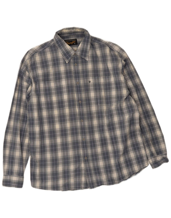 Wrangler Mens Shirt XL Blue Check Cotton
