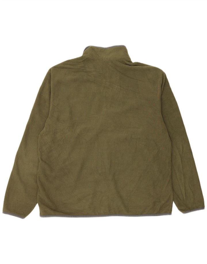 Eddie Bauer Mens Zip Neck Fleece Jumper Large Green Polyester