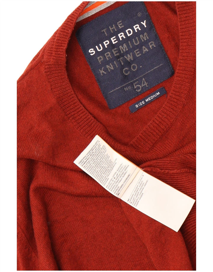 SUPERDRY Mens Crew Neck Jumper Sweater Medium Maroon Cotton