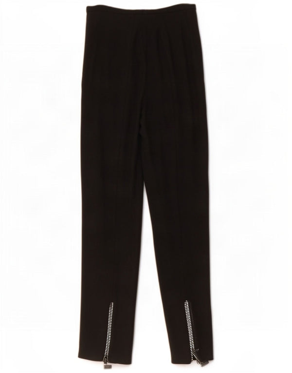 Vintage Womens Straight Suit Trousers IT 42 Medium W28 L32 Black Wool