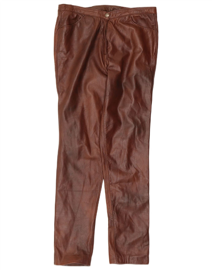 Vintage Womens Slim Leather Trousers W32 L31 Brown