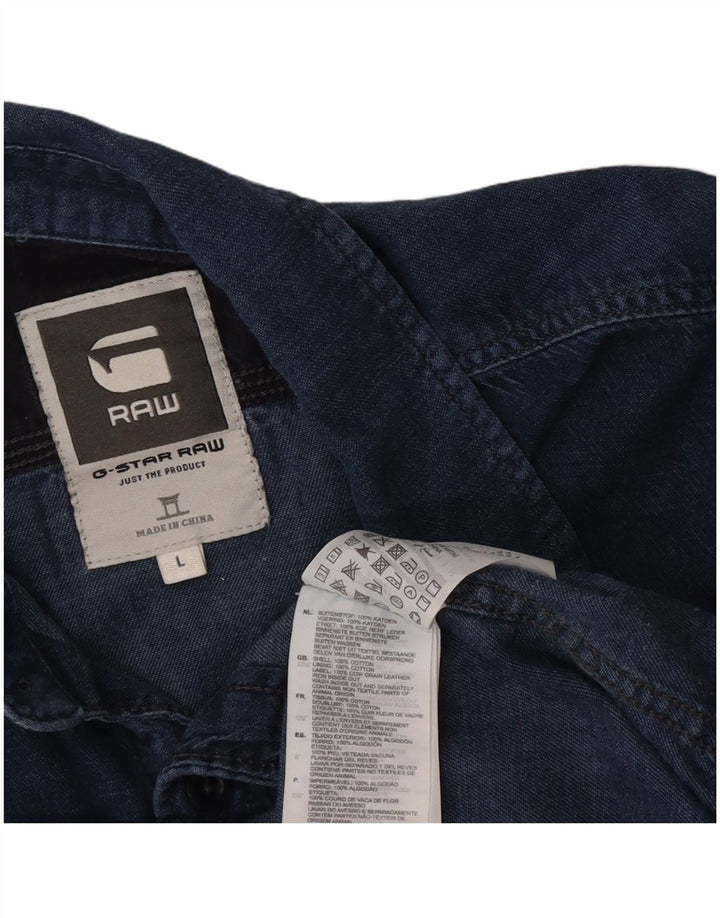 G-Star Mens Short Sleeve Shirt Large Blue Cotton