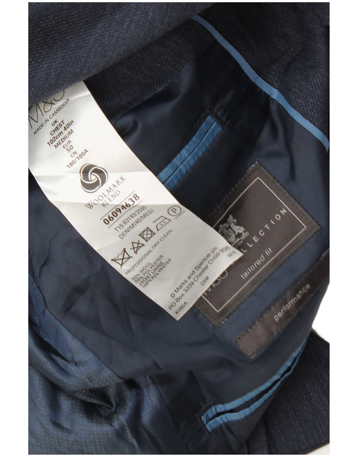 Marks & Spencer Mens Tailored Fit Blazer Jacket UK 40 Medium Navy Blue