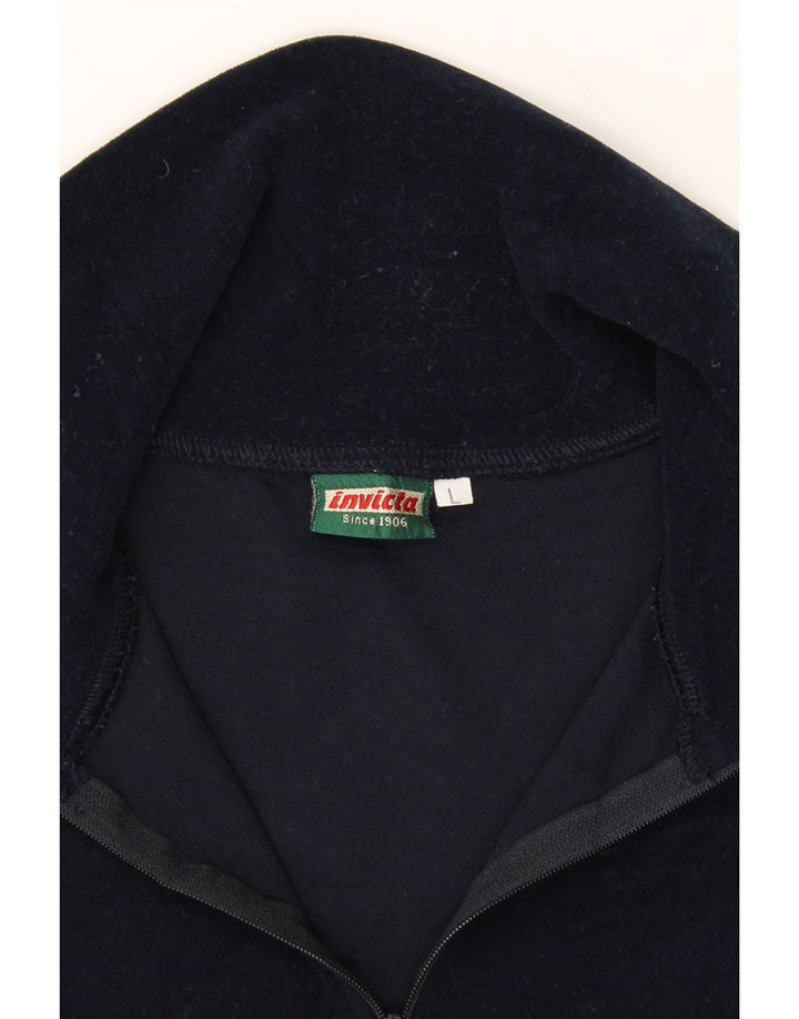 INVICTA Mens Zip Neck Fleece Jumper Large Navy Blue Polyester Vintage Invicta and Second-Hand Invicta from Messina Hembry 