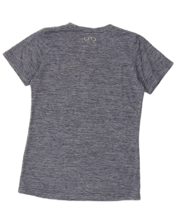 Under Armour Womens Heat Gear T-Shirt Top UK 12 Medium Navy Blue Flecked