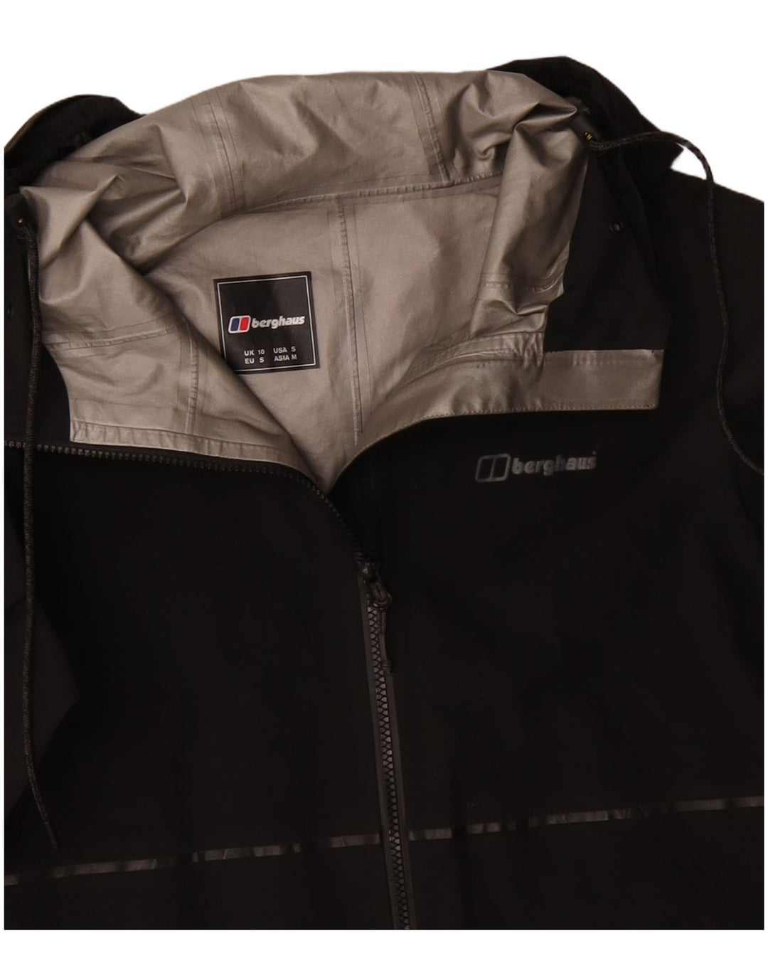 BERGHAUS Womens Gore-Tex Hooded Raincoat UK 10 Small Black Polyester