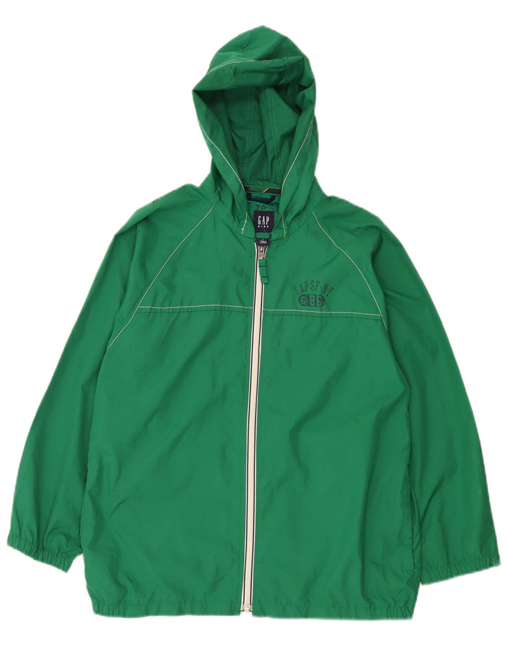 Gap Boys Hooded Rain Jacket 10-11 Years Large Green Polyester