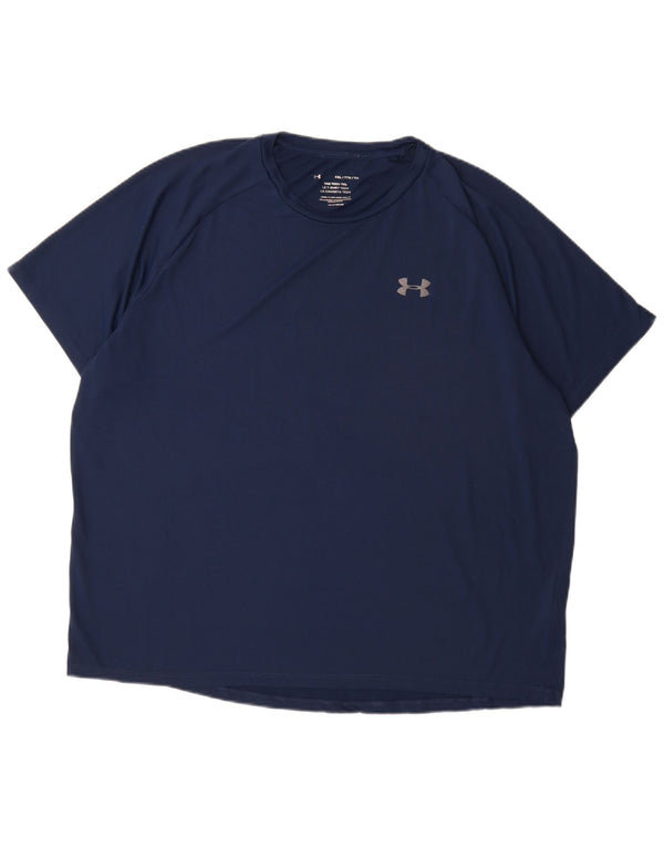 Under Armour Mens T-Shirt Top 2XL Navy Blue Polyester
