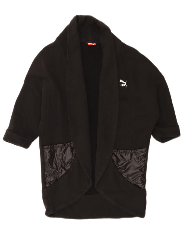 Puma Womens Short Sleeve Cardigan Sweater UK 10 Small Black Cotton