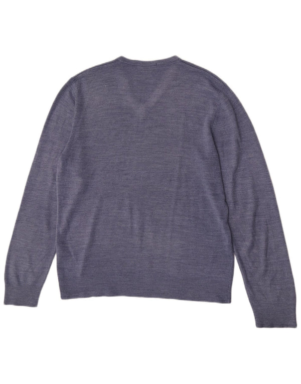 Marks & Spencer Mens Blue Harbour V-Neck Jumper Sweater Medium Blue Flecked