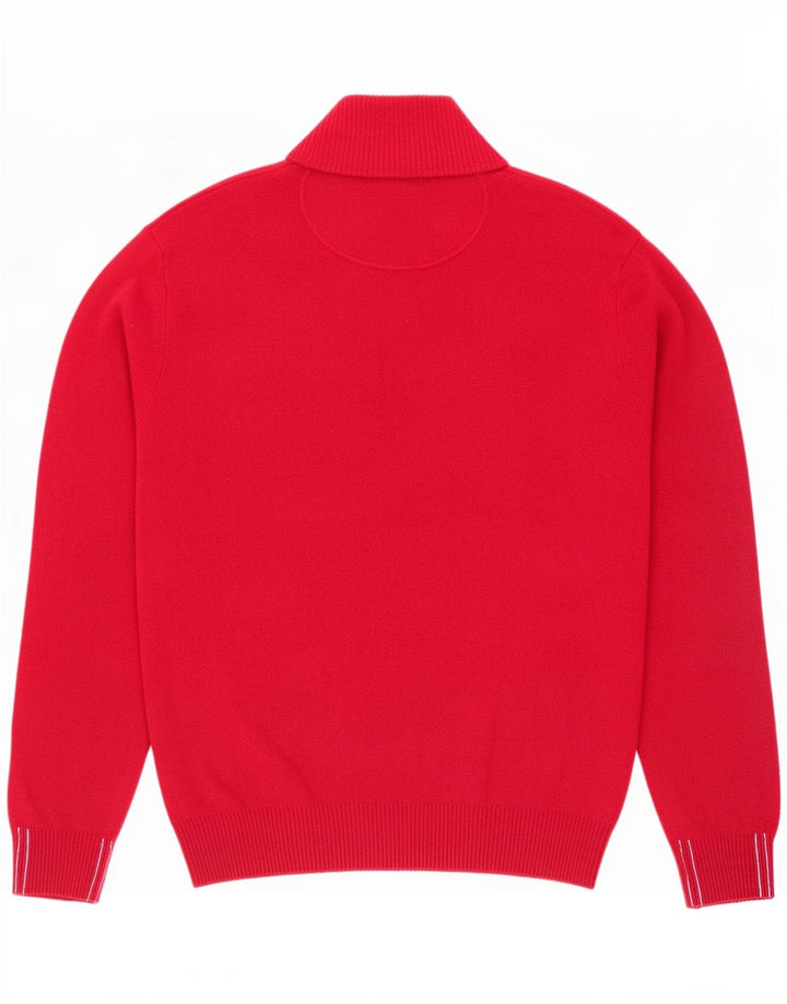Marlboro Classics Mens Zip Neck Jumper Sweater Large Red Wool
