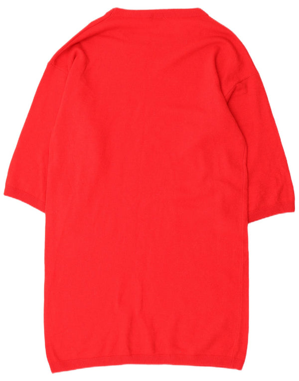 Benetton Womens Long Sleeve Jumper Dress UK 16 Large Red Wool