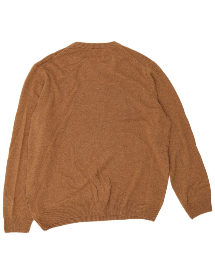 Marks & Spencer Mens Crew Neck Jumper Sweater 2XL Brown Lambswool