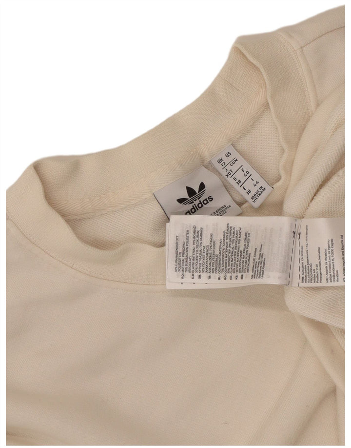 Adidas Womens Graphic Oversized Sweatshirt Jumper UK 12 Medium White Cotton