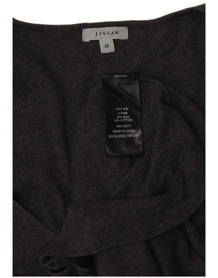 JIGSAW Womens V-Neck Jumper Sweater UK 12 Medium Grey Cotton
